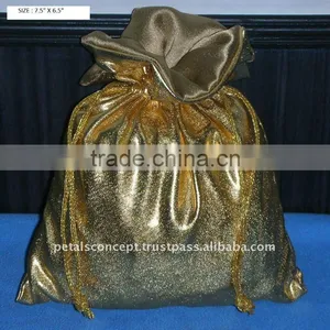 Metalic Fabric Drawstring Pouch thumbnail-1