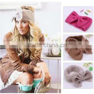 STOCK Wholesale Crochet Head Wraps Crochet Bow Knit Headwrap thumbnail-1