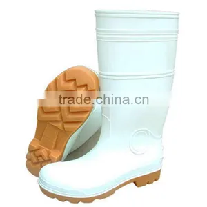 White Upper Rubber Nitrile Sole Oil Resistant PVC Safety Work Boots thumbnail-1