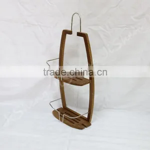 High Quality Teak Wood Shower Caddy With Steel thumbnail-1