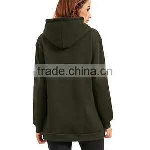 Female Hoodies High Quality Blank Wholesale Loose Fit Pullovers Sweater Side Zipper Spring Custom Longline Hoodies thumbnail-3