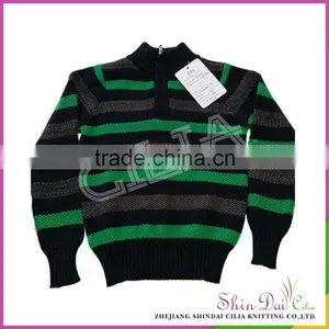 Customized Cheap and Comfortable 100% Cotton Boy Knitted Stripe Pullover Sweater thumbnail-1