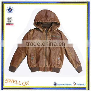 New Style Fashion Boys Leather Jacket With Hooded thumbnail-1