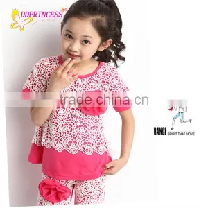 Wholesales Summer Korea Fashion Sport Suit Girl Flower Suit for Children thumbnail-5