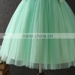 High Quality OEM Angel Green Short Sleeves Embroidery Flower Girls Party Dresses Lovely Fluffy Tulle Kids Frock Designs Pictures thumbnail-5