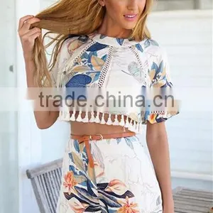 Wholesale - Women Beach Dresses Holiday Dresses Hot Fashion Women Crop Top Midi Skirt Set Summer Holiday Beach Sexy Sets Trendy thumbnail-2