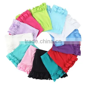 2017 New Fashion Little Girls Clothing Cotton Solid Blank Many Colors Girls Ruffle Shorts thumbnail-1
