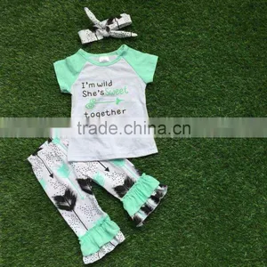Free Shipping for the Summer Darling Girl Clothes Tight Pants "my Lovely, She is Wild" Arrow Boutique Clothes Children Matching thumbnail-2