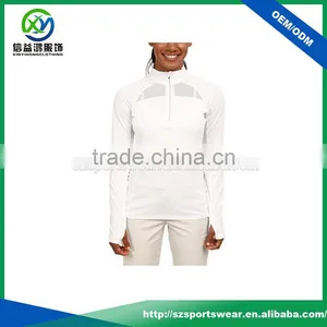 2016 Latest Design White Color Ladies Thumb Hole Cuffs Dry Fit Material Running Hoodies /Sports Pullover With Good Stretch thumbnail-1