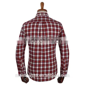 Latest Red Checked Two Chest Pockets Button Downs Shirt for Men thumbnail-2
