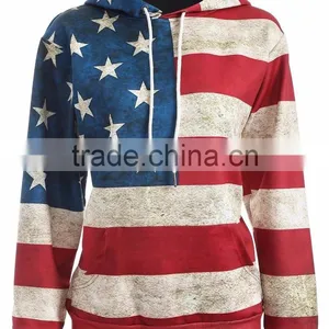 Unisex Fashion USA American Flag Print Hooded Slim Pullover Hoodie Sweatshirt thumbnail-2