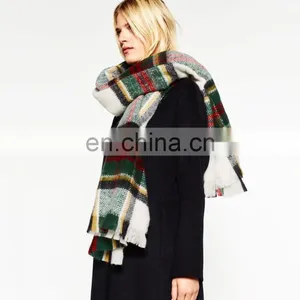 Street Fashion Lengthened Winter Lady Plaid Plaid Plaid Scarf thumbnail-1