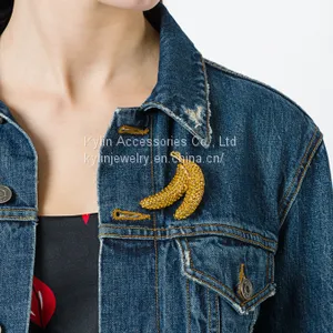 Fashion Jewelry 925 Sterling Silver 24k Yellow Gold Banana Brooches thumbnail-1