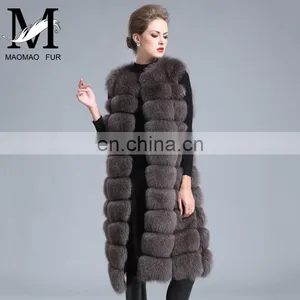 2016 Fashion Genuine Real Fox Fur Vest Women's Long Fox Fur Vests thumbnail-6