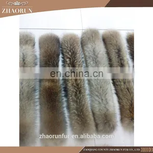 Wholesale Natural Raccoon Fur Collar Real Raccoon Fur Trim For Garment thumbnail-3