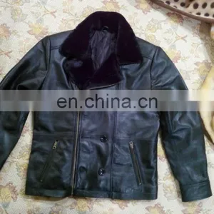 Men High Quality Double Press Jacket With Fur Collar/ Leather Fashion Jacket thumbnail-4