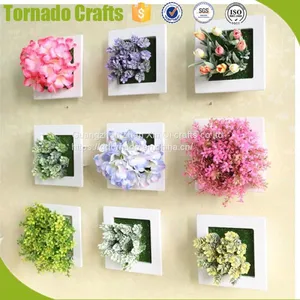 White Creative 3d Metope Succulent Plants Imitation Wooden Photo Frame Wall Decor Artificial Green Decoration thumbnail-1