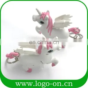 Newest LED Sound Plastic Unicorn Keychain thumbnail-1
