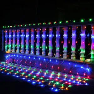 1.5M x 1.5M 96LEDs Net Light 220V / 110V Holiday Fairy Curtain String Light for Outdoor Home Christmas Decoration thumbnail-2