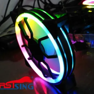 Firstsing 12025 Sleeve Bearing Double Ring RGB LED Computer Case PC Cooling Fan thumbnail-1