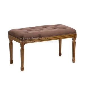 Velvet Ottoman Stool With Buttons thumbnail-1