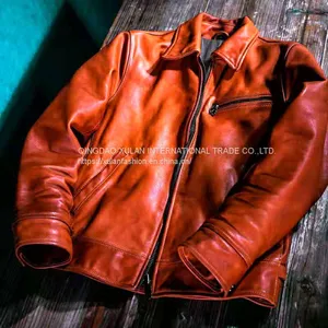 2021 High Quality Classic Men's Genuine Cowhide Leather Jacket thumbnail-4