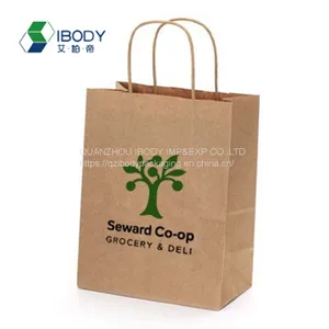 High Quality Kraft Paper Gift Kraft Paper Shopping Bag With Twist Handle thumbnail-2