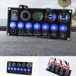 7 Gang Marine Switch Panel With Fuses and PD QC3.0 Fast Charger thumbnail-1