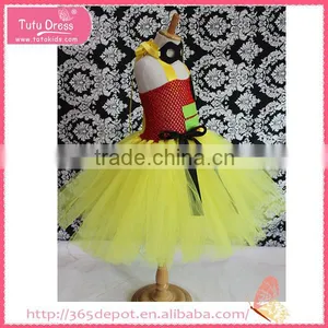 Ceremony Occasion Bright Yellow Cotton Dress With Black Mask Gauze Dress Halloween Costume Supplier's Choice thumbnail-2