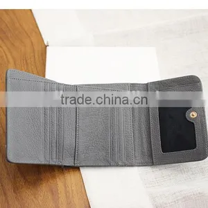Guangzhou Factory Cowhide Leather Hand Pouch Short Wallet Triple Wallet for Ladies thumbnail-6