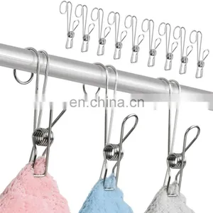 Home Storage Rack Laundry Chip Hooks Clothes Pegs Photo Clip Stainless Steel Clothespins Towel Chips Hook Laundry Storage Holder thumbnail-1