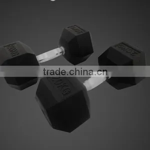 China Wholesale Rubber Hex Dumbbell for Sale thumbnail-1