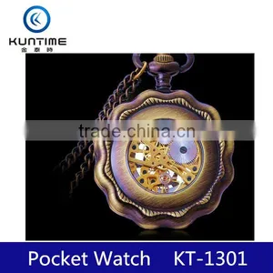 Classic Vintage Pocket Watch Mechanical Pocket Watch Skeleton Watch thumbnail-1