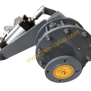 DN50 PN10 Pneumatic Ceramic Lined Rotating Double Disc Gate Valve thumbnail-1