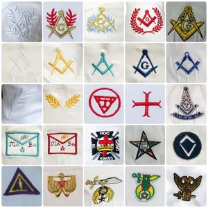White Cotton Masonic/freemason Glove Custom Made Embroider Logo Glove thumbnail-3