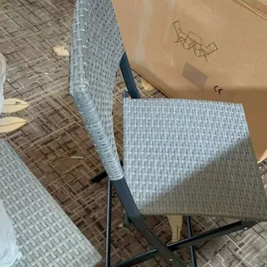 Simply Design Foldable Rattan Dining Set Factory Supply Directly Garden Coffee Set Easy Taken PE Rattan Picnic Chair With Table thumbnail-3