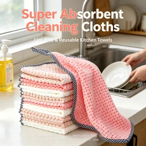 Multi Purpose Absorbent Microfiber Cleaning Towels Assorted Bright Colors Reusable Household Rags thumbnail-1