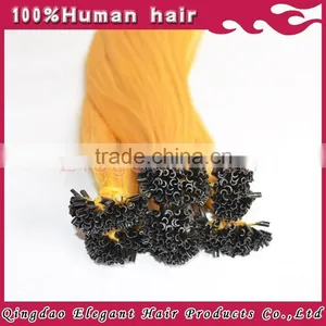 Double Drawn White Blonde Remy Indian Human Hair Extension Nail Keratin Hair thumbnail-3