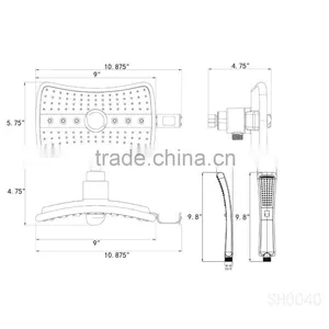 Rainfall Massage Jets Dual Function Overhead Shower Head Handheld Wand Combo Set thumbnail-5