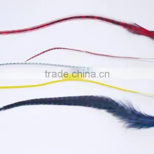 2016 Most Popular Clip-feather Striped Ombre Solid Feather for Hair Extension Feather With Micro Ring Beads Quality Choice thumbnail-4
