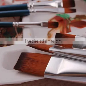 6pcs Wood Handle Nylon Hair Artist Brush For Watercolor Painting thumbnail-6