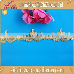 T0299-2-33 High Quality Garment Accessories Gold Cord Lace Trim Embroidery Border Trimming thumbnail-1