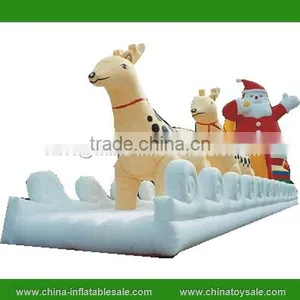Outdoor Inflatable Santa Claus With Reindeer/ Outdoor Inflatable Christmas Decoration thumbnail-1