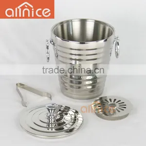 Unique Design Elegance Lines Ice Bucket With Tongs Stainless Steel (Grade 304) Wine Bucket/wine Cooler With Deluxe Mirror Finish thumbnail-4