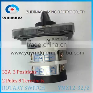 Rotary Switch YMZ12-32/2 Changeover Cam Combination Switch 2 Poles 3 Positions 8 Terminals 32A Ui 690V Sliver Point Contacts thumbnail-2