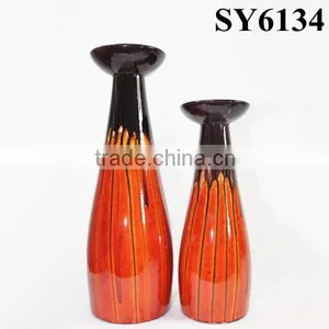 Tall Orange Glazed Votive Candle Holder thumbnail-1