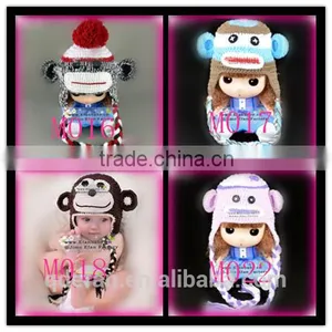 Monkey Pattern Fancy Crochet Baby Caps and Hats thumbnail-3