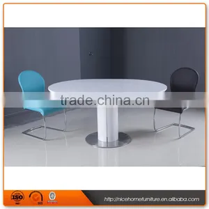 (120-160)*120*76 Extension High Gloss Stainless Steel Dining Table Designs thumbnail-1