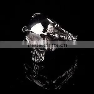 Stainless Steel Titanium Silver Men's Skull Men Cool Biker Punk Ring Retro thumbnail-3