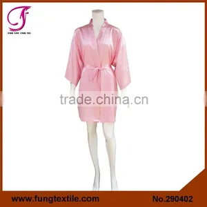 290402 Solid Silky Satin Bathrobe With Short Sleeve Quality Choice thumbnail-1